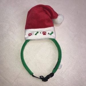 Santa Hat Pet Dog Headband Paw Bones Red Green L M